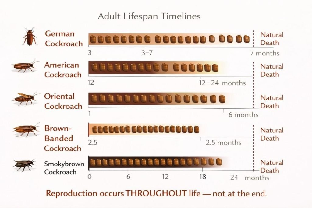Cockroach Lifespan After Reproduction: Species Comparison