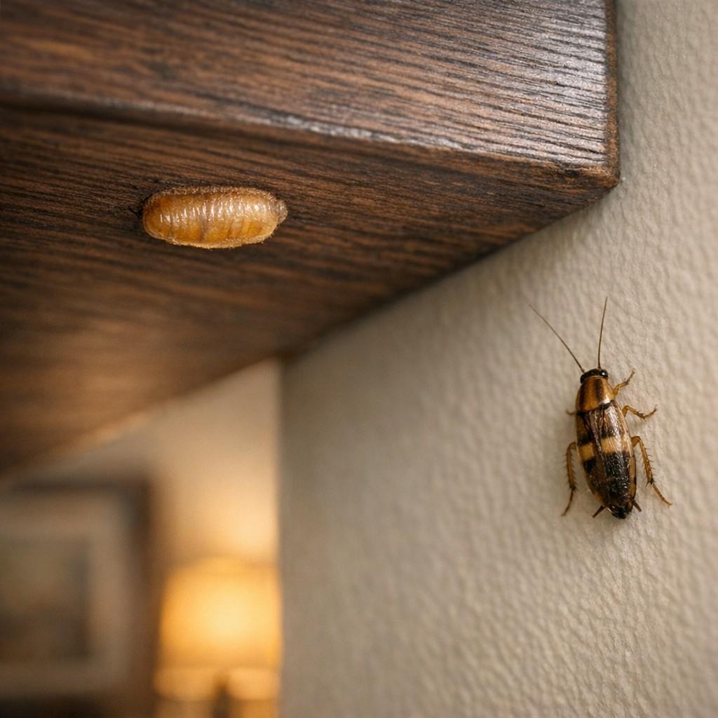 Each brown-banded cockroach ootheca 